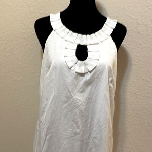 EUC Ann Taylor Loft white cotton shift dress. Ribbon details keyhole neck size 6